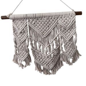 VNTG Macrame Wall Hanging Boho Hippie Groovy Handmade Textile Art 1970's Era